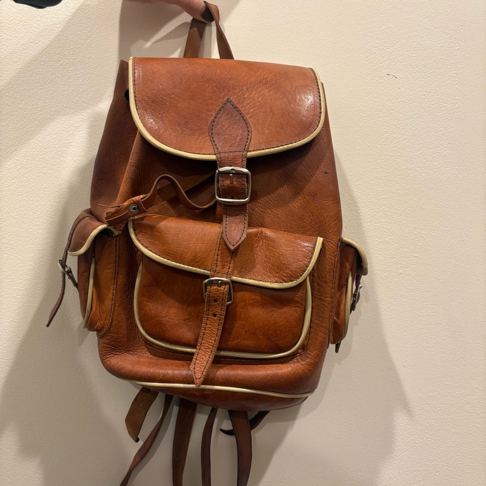 Vintage Brown Mini Leather Backpack